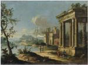 Capriccio Architettonico Con Figure by Apollonio Domenichini
