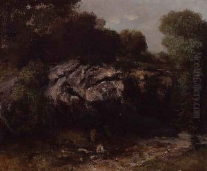Rocky Landscape with Figure by Gustave Courbet