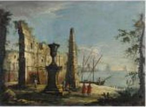 Capriccio Architettonico Con Figure by Apollonio Domenichini