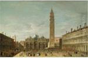 Venice, A View Of Piazza San Marco Looking Towards The Basilica by Apollonio Domenichini