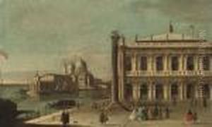 The Piazzetta, Venice, With The
Libreria, The Entrance To The Grand Canal With The Dogana And Santa
Maria Della Salute by Apollonio Domenichini