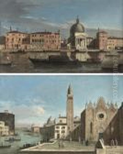 The Grand Canal, Venice, Looking
West Towards San Simeone Piccolo And; The Grand Canal, Venice, Looking
East With The Scuola Della Carita - view 1