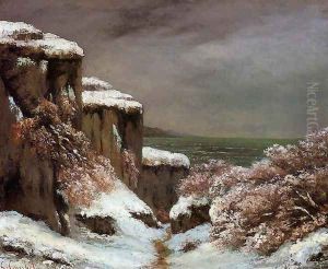 Cliffs by the Sea in the Snow by Gustave Courbet