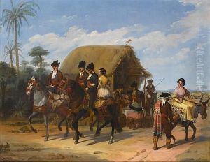 The Picnic; Riders Passing By A Tavern by Joaquin Dominguez Becquer