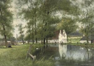 A Sunny Afternoon In Sonsbeek Near Arnhem by Cornelis Christiaan Dommersen