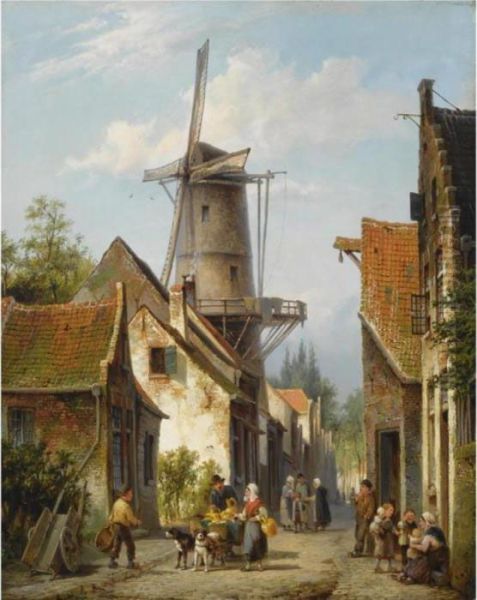 Figures In The Streets Of A Dutch Town - view 1