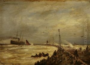 Dutch Harborscene by Cornelis Christiaan Dommersen