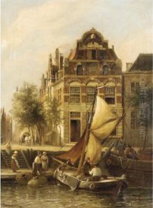 Old Houses, Rotterdam by Cornelis Christiaan Dommersen