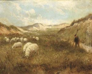 Duingezicht 'la Panne': Guiding The Flock Through The Dunes by Cornelis Christiaan Dommersen