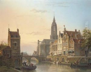 A View Of A Canal In A Dutch Town