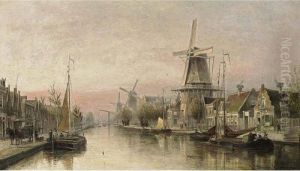 A View Of The Overtoom, Amsterdam by Cornelis Christiaan Dommersen
