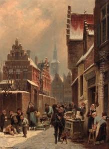 Un Coin Du Marche A Turnhout by Cornelis Christiaan Dommersen