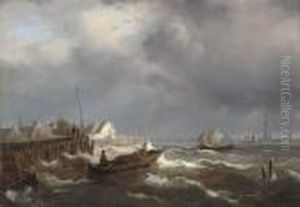 A Breezy Day On The Scheldt by Pieter Christiaan Cornelis Dommersen