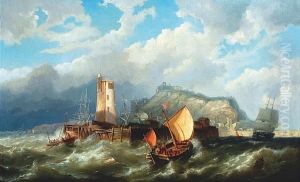 Boats Entering Harbour In The Face Of A Storm