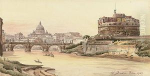 Dusk At The Castel Sant' Angelo by Stefano Donadoni