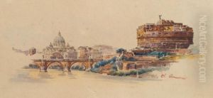 Veduta Di Ponte E Di Castel Sant'angelo A Roma by Stefano Donadoni