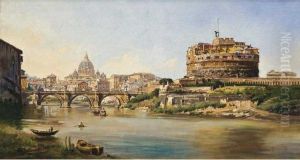 Veduta Di Castel Santangelo E Del Vaticano Dal Tevere