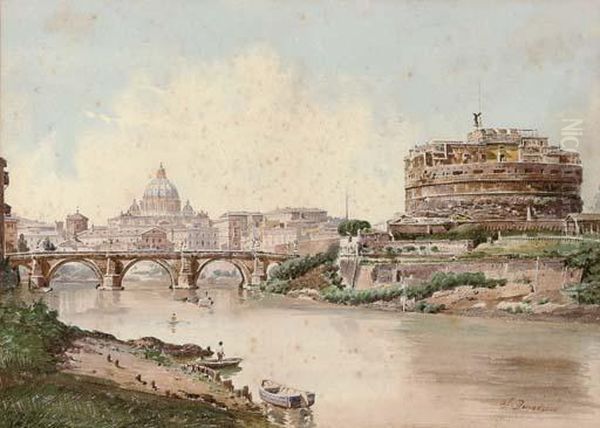 Castel Sant' Angelo And The Ponte Sant' Angelo, Rome - view 1