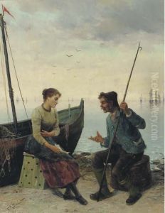 Conversing On A Quay by Frederick Reginald Donat