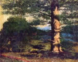 Landscape with tree by Gustave Courbet