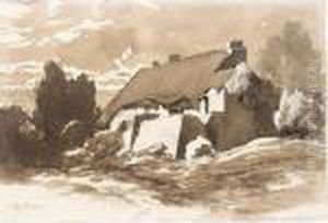 A Thached Cottage by Charles Donzel