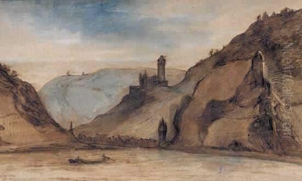 Le Burg Katz Et Saint Goarhausen Sur La Rive Droite Du Rhin, Vers
1663 - view 1