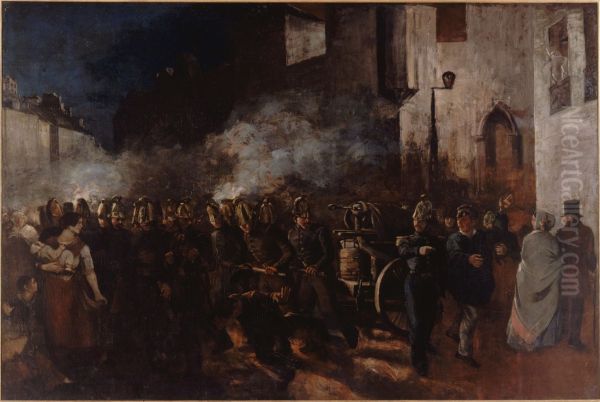 Firemen Running to a Fire - view 1