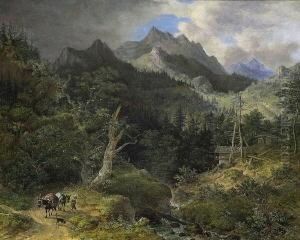 Gebirgslandschaft Mit
 Wildbach.