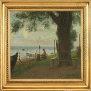 "fra Steilepladsen I Snekkersten Fiskerleie by Anton Laurids Johannes Dorph