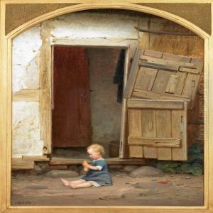 Small Child By An Open Stable Door Small Child By An Open Stable Door