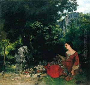 Femme la guirlande by Gustave Courbet