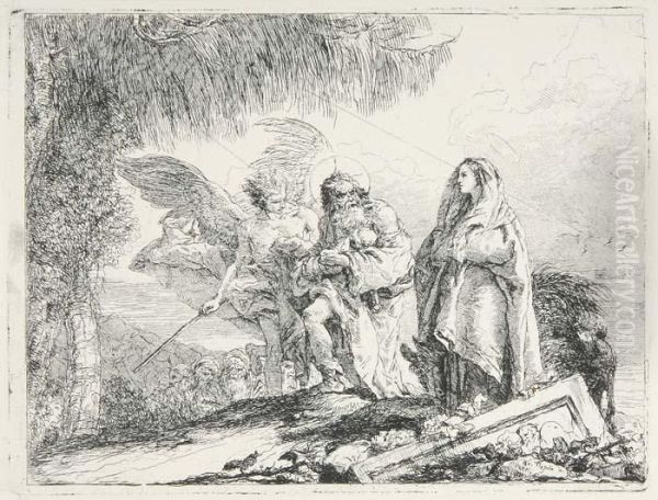 The Holy Family Escorted By An Angel - view 1