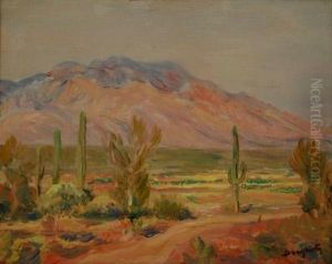 Desert Landscape With View Of A Mountain Range