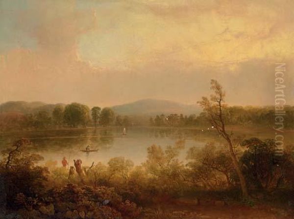 Anglers On A Lake - view 1