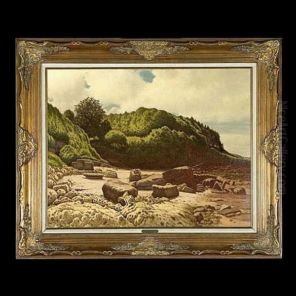 Doughty.american - . A Rocky 
Beach At Low Tide And Green Coastaltrees. Oil On Canvas. 28 X 36 Inches.
 Signed L/r: T Doughty - view 1