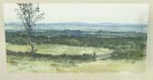P.r.s.a. An Extensive 
Landscape, Possibly The Scottish Lowlands Signed With The Artist's 
Initials, An Unfinished Preparatory Sketch