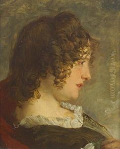P.r.s.a. "maiden Meditation", 
Study Of A Young Lady Meditating, Head And Shoulders Inscribed With The 
Artist's Name On An Old Label Verso Together With Further Labels 
Attached To The Frame