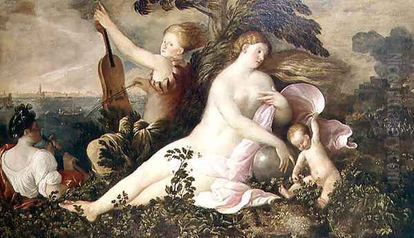 Allegory of a Venetian Victory, the central figure of Fortune or Chance accompanied by figures symbolising Nature and Music, c.1518 - view 1