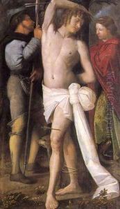 St Sebastian between St Roch and St Margaret by Cariani