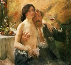 Self Portrait With His Wife And A Glass Of Champagne