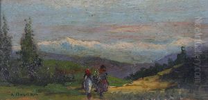 Paesaggio Con Cavalli by Achille Dovera