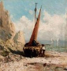 Barca Sulla Spiaggia by Achille Dovera