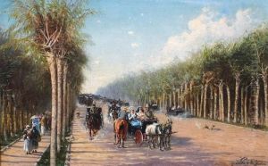 A Lively Boulevard In Buenos Aires by Achille Dovera