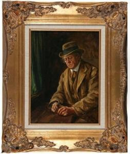 ''the Broker''. Oil Oncanvas. Attractive Gilt-composition Frame. Signed L.r - view 1
