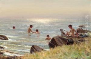 Children Bathing At Ballantrae Children Bathing At Ballantrae