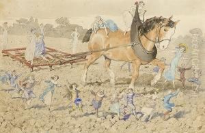 Fairy Folk Celebrating Around The Plough by Charles Altamont Doyle