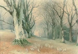 Young Fairies And Squirrels Playing In A Woodland Glade Young Fairies And Squirrels Playing In A Woodland Glade