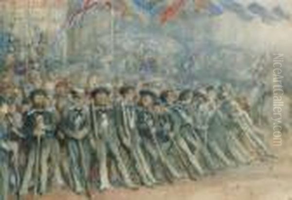 'fish Out Of Water': Sailors 
From H.m.s. The Galatea Keeping Theground On The Occasion Of The Entry 
Into London, After The Marriageof The Duke And Duchess Of Edinburgh - view 1