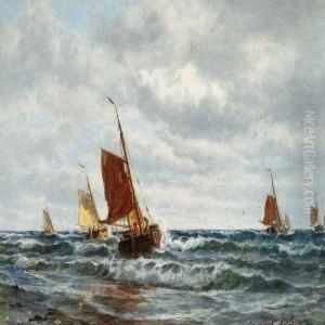 Fishing Boats Off The Dutch Coast by Holger Drachmann