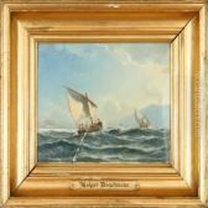 Sailing Boats Of The Italian Coast. Signed Drachmann 1873 by Holger Drachmann